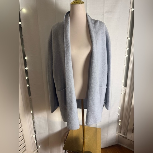 100% Wool Cardigan Sweater Light Blue Josephine Chaus M Hong Kong - Picture 1 of 7